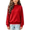 thumbnail image 1 of WDWYY Girls Waffle Knit Mock Neck Sweatshirt Raglan Long Sleeve Fall Winter Loose Fit Pullover Casual Top Red 13-14Y, 1 of 5