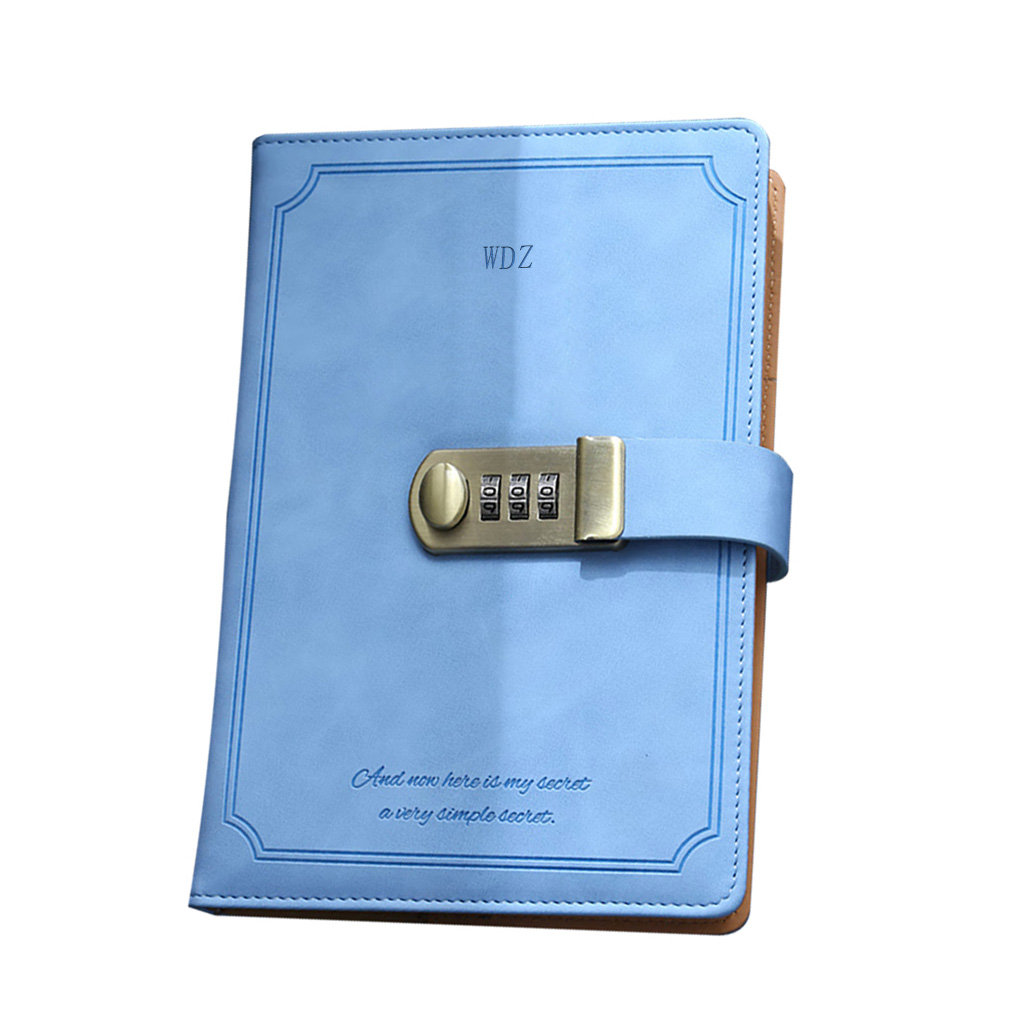 WDZ Diary, Locking Journal A5 PU Leather Notebook With Lock 240 Pages