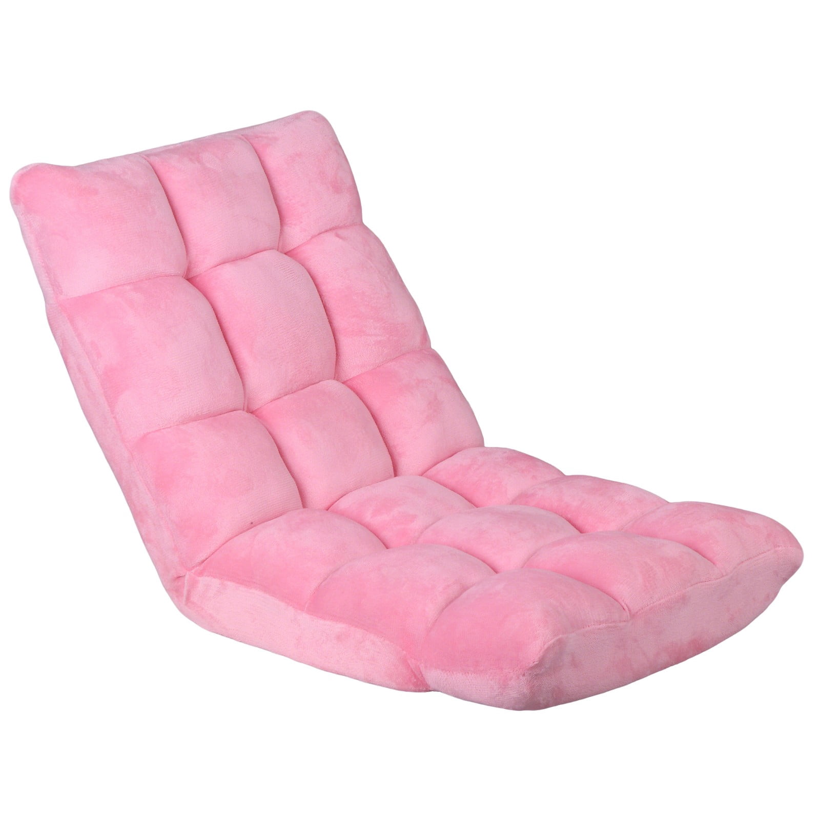 WDZS 14-Position Folding Floor Chair Gaming Sofa Cushioned Padded Reclining Bed Lounge Couch Seating for Comfy Reading, Reading, Gaming, Relaxing, Watching TV,Pink