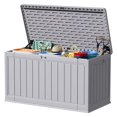thumbnail image 1 of WDZS 160 Gallon Double-Wall Deck Box with Divider, Side Handles, HDPE Outdoor Large Storage Box Waterproof and Lockable for Patio Furniture, Garden, Pool (Grey, 160 Gallon), 1 of 8