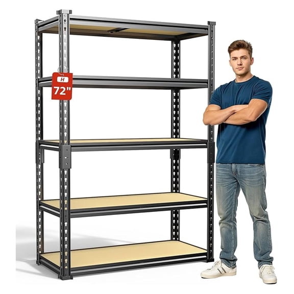 WDZS 2020LBS Garage Shelving Units, 5-Tier Storage Shelves Heavy Duty, Adjustable Metal Shelving Rack for Kitchen, Closet, Warehouse, Pantry, 72" H x 35.55" W x 16" D