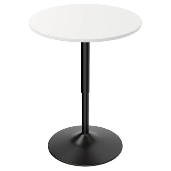 WDZS 23.5'' Round Adjustable Height Wood Bar Pub Table Adjustable Range 27.5"-36" Living Room Dining Room Bar Cocktail Table (White Black)