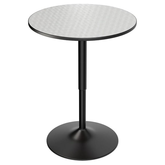 WDZS 23.5'' Round Bar Table, Adjustable Range 27.5"-36" Wood Pub Table with Black Leg and Base for Living Room Dining Room Bar Cocktail Table (Silver)