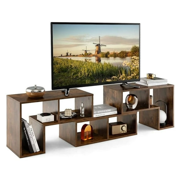 WDZS 3 Pieces Console TV Stand, Free-Combination Entertainment Center for 50 55 60 65 Inch TV, Minimalist Modern Media Stand, DIY Open Storage Bookcase Shelf for Living Room (Brown)