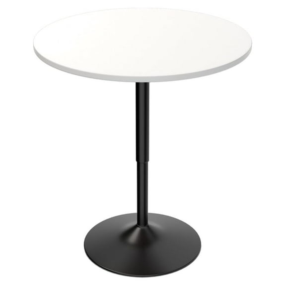 WDZS 31" Round Bar Table Height Adjustable 26"-35" Pub Table with Enlarged Base for Living Room Patio Bistro Caf, White
