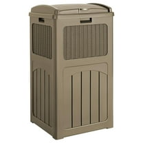 WDZS 33 Gallon Outdoor Trash Can, Hideaway Garbage Bins with Tiered Lid, Waterproof Resin Outside Waste Bins for Patio, Outside Pool, Backyard and Deck (1, Brown)