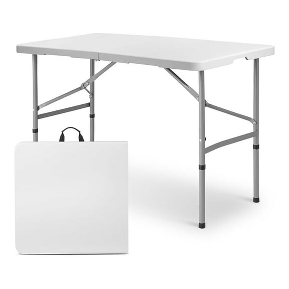WDZS 4ft Plastic Folding Table, Indoor Outdoor Collapsible Portable Dining Table w/Handle, Ideal for Picnic Party Camping, White