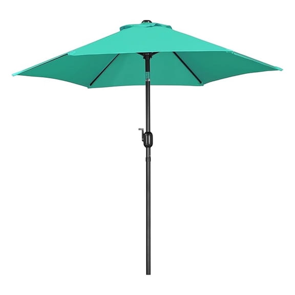 WDZS 7.5FT Patio Umbrella Outdoor Table Umbrella Canopy Market Umbrella with Push Button Tilt & Crank for Garden/Lawn/Deck/Backyard, 6 Ribs, Turquoise