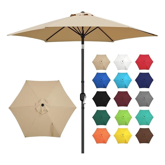 WDZS 9FT Outdoor Patio Umbrella, Outdoor Table Umbrella with Push Button Tilt and Crank, Yard Sun Shade, UV Protection Waterproof for Garden/Deck/Backyard/Pool