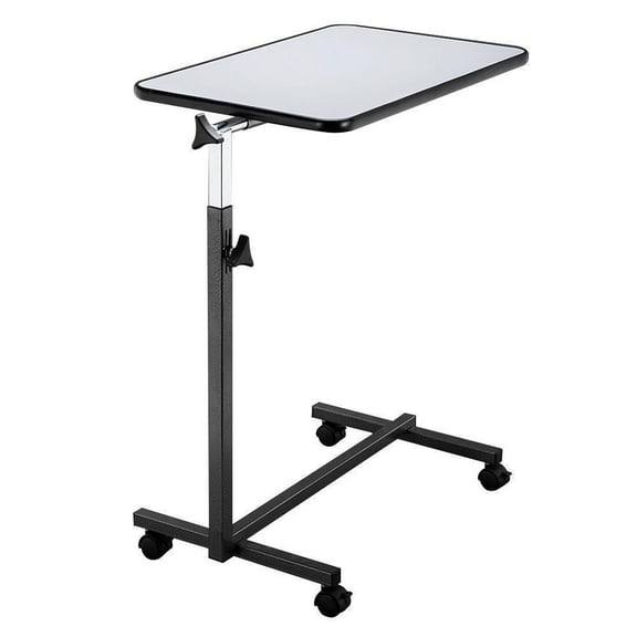 WDZS Adjustable Overbed Bedside Table with Wheels, Tilt Top Overbed Table with Wheels, Bed Table and Overbed Table, Adjustable Standing Desk or Hospital Tray Table,Gray