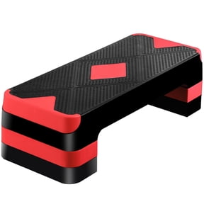WDZS Aerobic Exercise Step, Adjustable Aerobic Stepper for Exercise, Workout Step Platform for Step Up, 27.3" Step Deck with 4” 6” 8” Adjustable Height Risers, Women Home Gym Cardio Fitness-Red