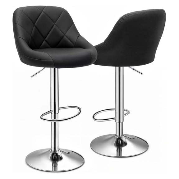 WDZS Bar Stools Set of 2, Swivel Counter Height Bar Stools, Modern Island Chair with Back and Footrest for Kitchen Dining Room, Black