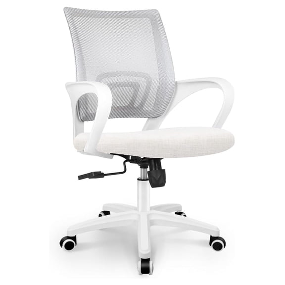 WDZS CHAIR Office Desk Computer Chair Ergonomic Mesh Gaming Mid Back Seat with Comfy Lumbar Support Adjustable Height Swivel for Home Task (Ivory)