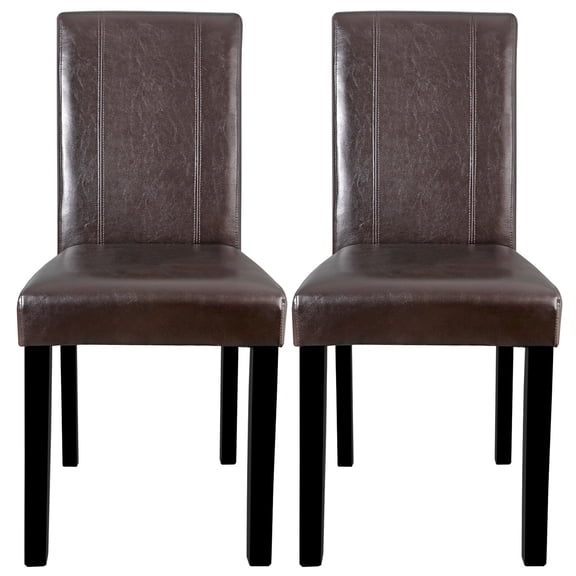 WDZS Dining Chairs Set of 2, Modern Style for Kitchen PU Leather Chairs Living Roon Dining Room Chairs Padded Parson Chair with Solid Wood Legs (Brown)