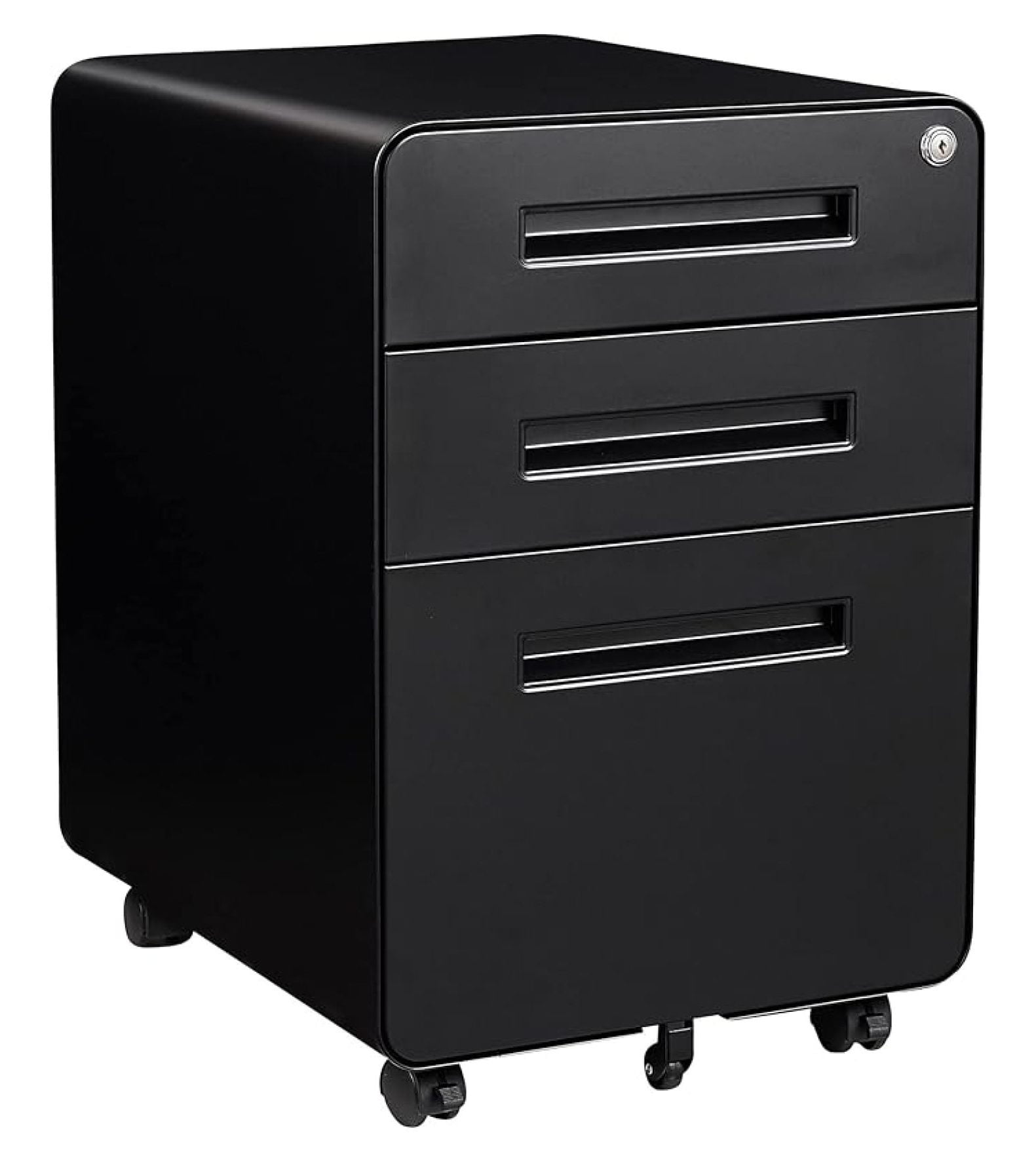 WDZS File Cabinet, 3 Drawer Filing Cabinets for Home Office with Lock Mobile Under Desk Fully Assembled Cabinet (Black)