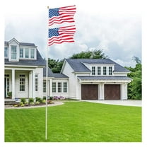 WDZS Flag Pole for Outside, Aluminum Alloy 25FT Sectional Flagpole with 3'x5' USA Flag Ball Top Halyard Rope PVC Sleeve for Residential Yard Garden Silver Pole