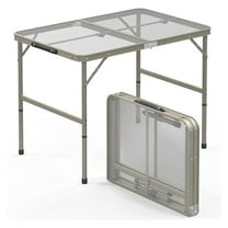 WDZS Folding Camping Table, Portable Picnic Table, 3x2 FT Lightweight Grill Table with Adjustable Height, Carry Handle, Metal Folding Table for Picnic Camping Cooking BBQ RV (Gun)