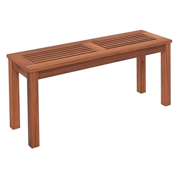 WDZS Patio Wood Bench, 2-Person Solid Wood Bench with Slatted Seat, 39.5" Long Loveseat with Stable Wood Frame, Indoor Outdoor Dining Bench for Backyard, Poolside, Entryway (1)