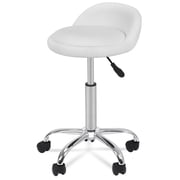 WDZS Rolling Stool with Wheels Swivel Salon Stool Adjustable Drafting Tattoo Office Chair for Massage Bar Kitchen Spa Shop with Thick Cushion White
