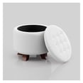 thumbnail image 1 of WDZS Round Ottoman with Storage, 20 Dia. x 17 H Inches PU Leather Footstool with Legs, Small Foot Rest Ottoman for Bedroom, Living Room, Decorative Home Furniture, White, 1 of 8
