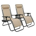thumbnail image 1 of WDZS Set of 2 Zero Gravity Lounge Chairs, Outdoor Folding Adjustable Steel Mesh Recliner Chairs with Cup Holder & Removable Pillow for Patio Garden Lawn Beach (Beige), 1 of 8