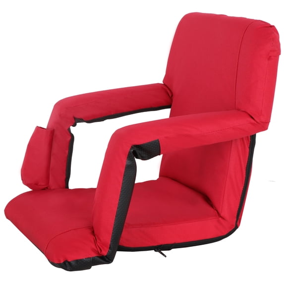 WDZS Stadium Seats with Back Support for Bleachers – Wide Bleacher Chairs with Thick Padded Cushion, Armrests, Side Pockets, & Shoulder Straps – Portable Seat Chair for Sports Events,Red