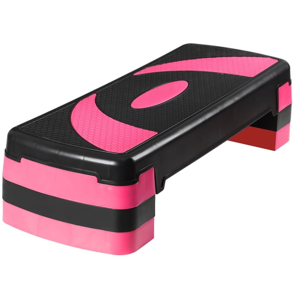 WDZS Step Aerobic Platform, 31" Exercise Step with 3 levels Adjustable Height, 4 Stackable Risers, Fitness Training Workout Stepper for Home Gym, Cardio Strength,Pink