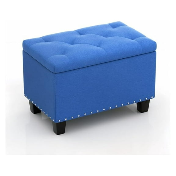 WDZS Storage Ottoman, 25 Inches Ottoman Foot Rest Stool with Hinged Lid, Ottomans with Storage for Living Room, Bedroom, Entryway, 600 lbs Capacity, Blue