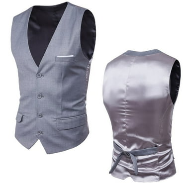WDZUDU Men's Formal Suit Vest Solid Color Suit Single Breasted Suit Jacket Slim Fit Casual Business Dress Waistcoat Vest
