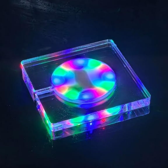 WE 2 Packs USB Rechargeable LED Coaster White Light Up Coasters,LED Sticker Lights,Wine Bottle Lights,Bottle Glorifier Cup Luminous Mat for Drinks