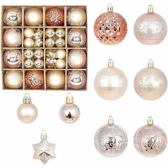 WE 44pcs Christmas Balls Ornaments, Small Baubles, Shatterproof Plastic, Hanging Decorations for Xmas Tree, Holiday,Party Decoration (Black Gold)