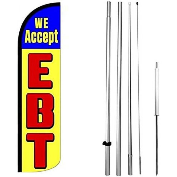 WE Accept EBT - Windless Feather Swooper Flag Kit Banner Sign yz-h$$Other