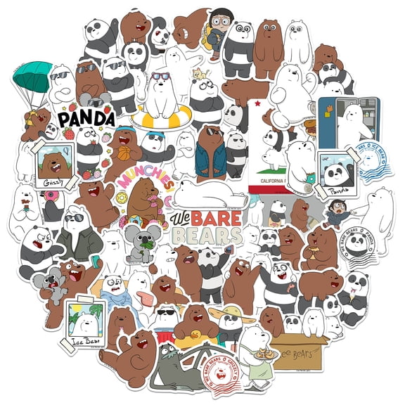 WE Bare Bears Stickers Die Cut Vinyl Sticker Variety Pack - Laptop, Water Bottle, Scrapbooking, Tablet, Skateboard, Indoor/Outdoor - Set of 50