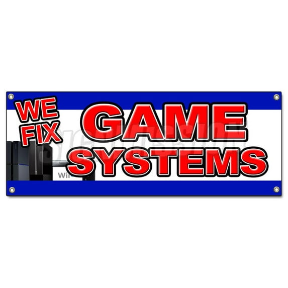 WE FIX GAME CONSOLES BANNER SIGN ps4 xbox 360 systems wii u ps3 nintendo