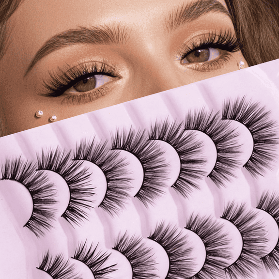 WE False Eyelashes Style h20-011, Natural Wispy 10mm, Lightweight & Feathered for Effortless Everyday Glamour, 5 Pairs