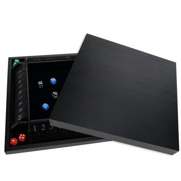 WE Games 4 Player Shut The Box Dice Game - Black Stained Wood - 14 In.