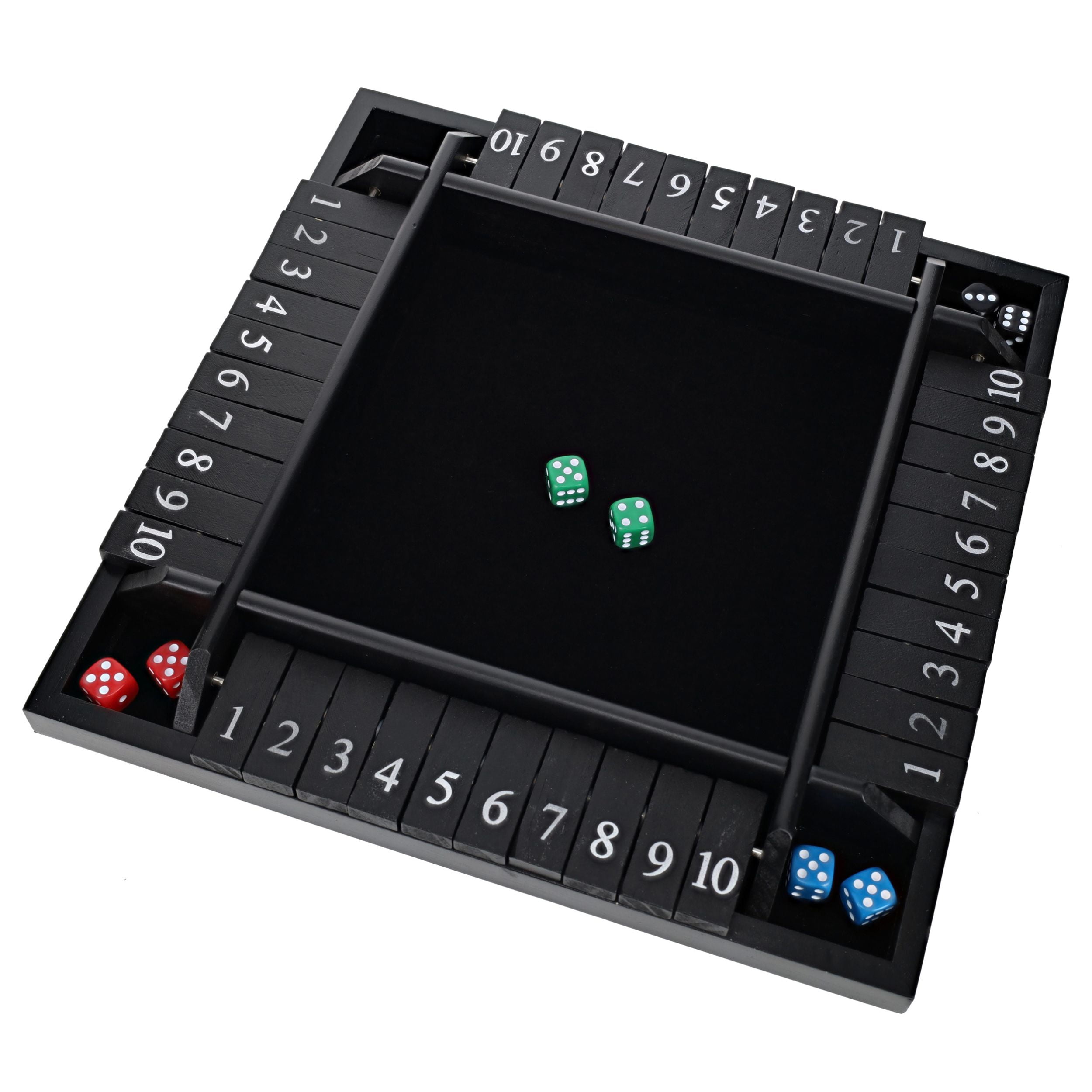 WE Games 4 Player Shut The Box Dice Game - Black Stained Wood - 14 In.