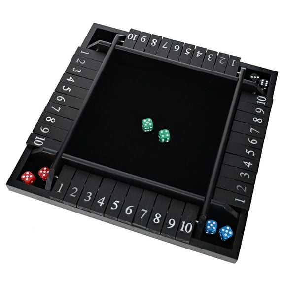 WE Games 4 Player Shut The Box Dice Game - Black Stained Wood - 14 In.