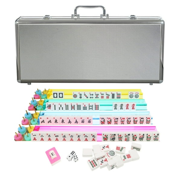 WE Games Aluminum & Black Mahjong - American Style