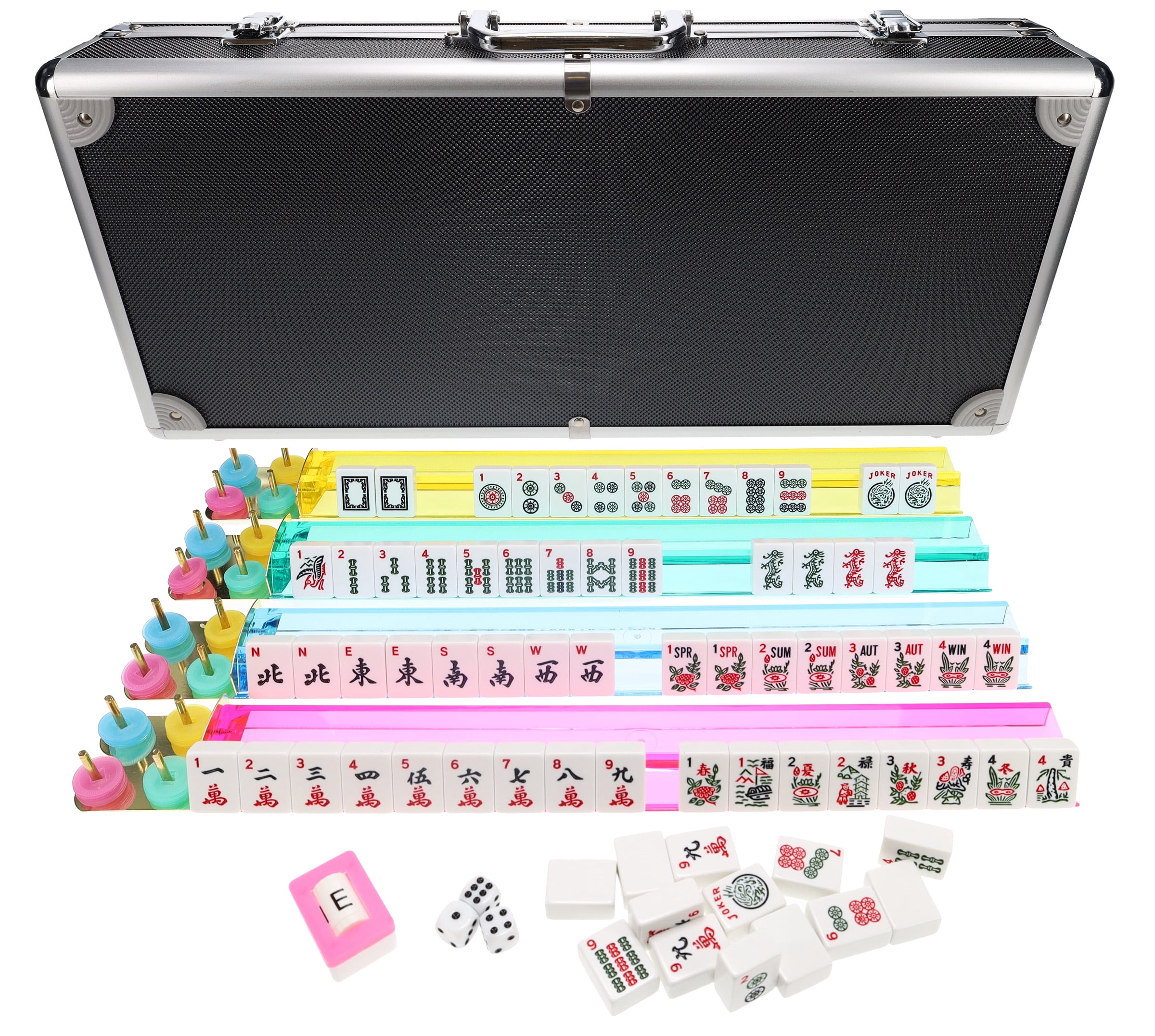 WE Games Aluminum & Black Mahjong - American Style
