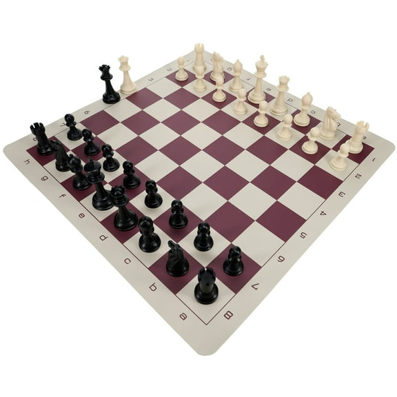 WE Games Best Value Plastic Staunton Tournament Chess Set - Vinyl Board