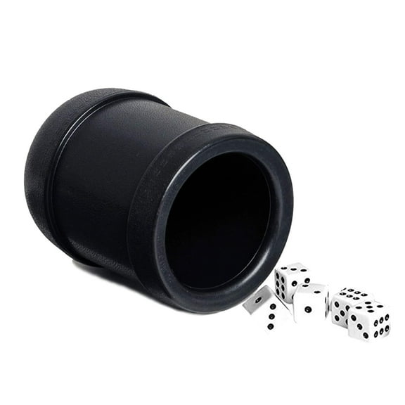 WE Games Black Plastic Dice Cup with 1 Plastic Cup and 5 Dice