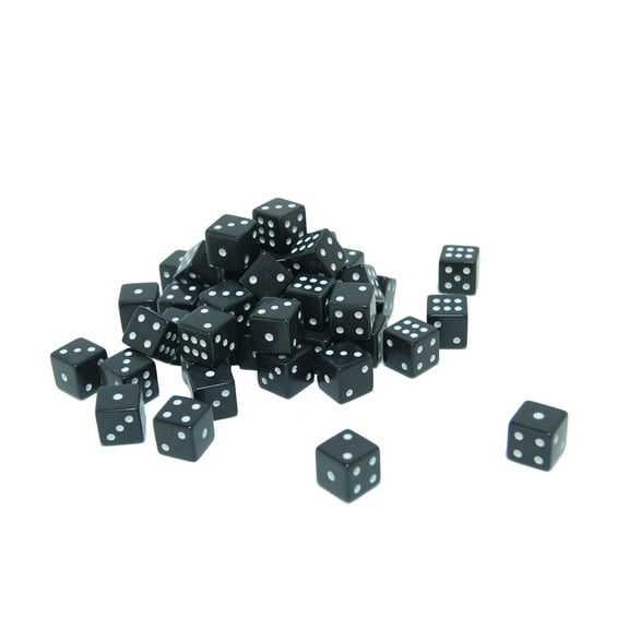 WE Games Black Square Cornered Plastic Dice - Set of 100