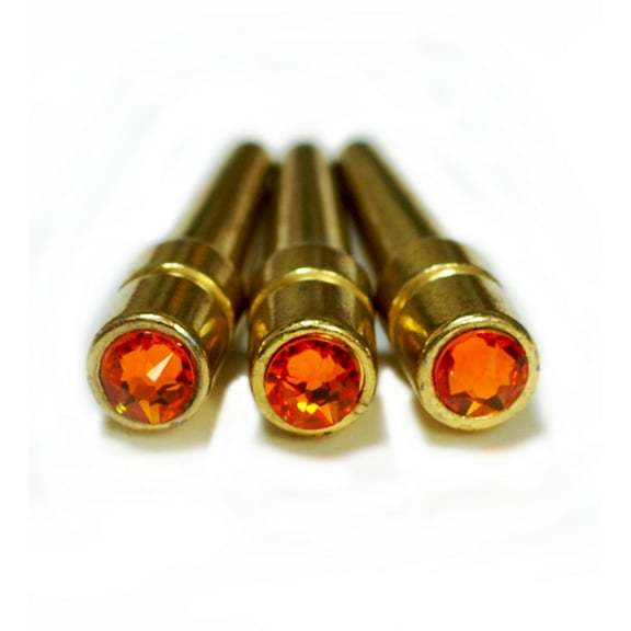 WE Games Brass Cribbage Pegs - Swarovski Crystals - Set of 3 - Sun Orange
