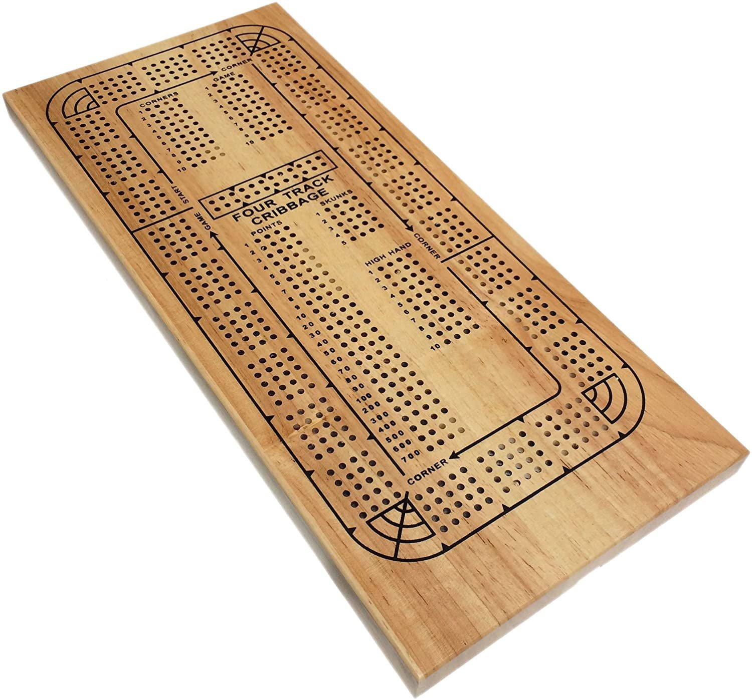 WE Games Classic Solid Wood, 4 Track Cribbage Board 