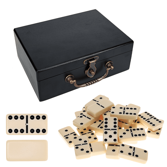 WE Games Double 6 Dominoes with Spinners in Wooden Box