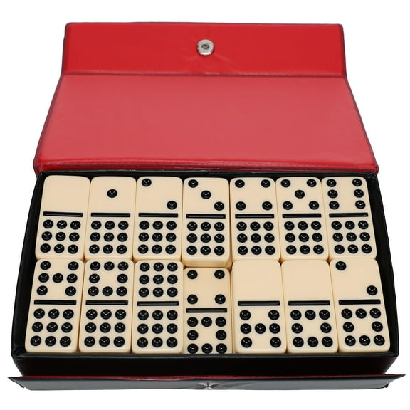 WE Games Double Nine Dominoes for Families, Game Night, Black and Red Vinyl Case