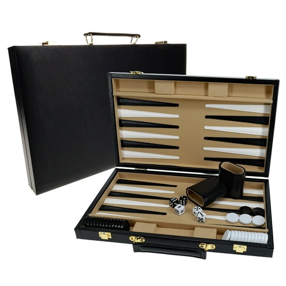 WE Games Elegant Black Backgammon Set- 14.75 inches