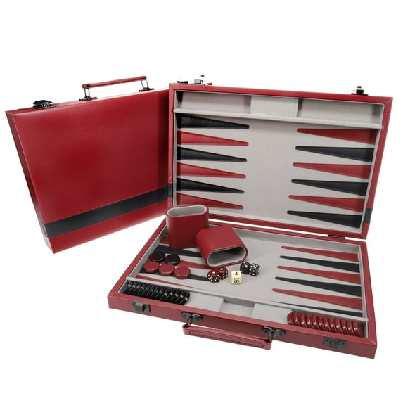 WE Games Elegant Burgundy Red Backgammon Set- 14.75 inches