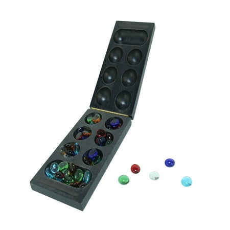 WE Games Folding Mancala - Solid Wood Board & Glass Stones